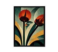 Artery8 Abstract Art Deco Flowers Floral Framed Canvas Wall Art Print | Size: W18" x H24" Artery8 Multicolor W18" x H24"
