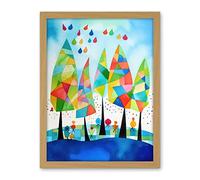 Artery8 Abstract Autumn Trees Folk Art Artwork Framed Wall Art Print 18X24 Inch