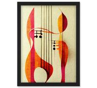 Artery8 Abstract Autumnal Boho Musical Music Symbol Clef in Cream Pink Copper Yellow Artwork Framed Wall Art Print A4 in Black Artery8 Black