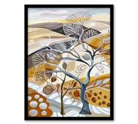 Artery8 Abstract Autumnal Tree Fields Artwork Pumpkins Living Room Artwork Framed Wall Art Print 18X24 Inch