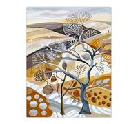 Artery8 Abstract Autumnal Tree Fields Artwork Pumpkins Living Room Extra Large XL Wall Art Poster Print