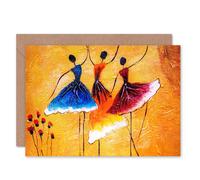 Artery8 Abstract Ballet Dancers Vibrant African Art Painting Card Artery8 Multicolor