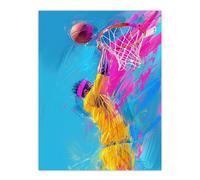 Artery8 Abstract Basketball Player Slam Dunk Shot For Living Room Large Wall Art Poster Print Thick Paper 18X24 Inch