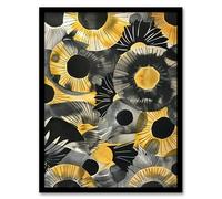 Artery8 Abstract Black and Yellow Sunflowers Watercolour Living Room Artwork Framed Wall Art Print A4