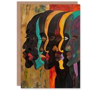 Artery8 Greeting Card Abstract Black Profile Portrait Painting Trippy Blank For Him Or Her Art Birthday Card