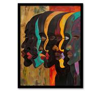 Artery8 Abstract Black Profile Portrait Painting Trippy Framed Art Print | Size: A4 Artery8 Multicolor A4