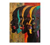 Artery8 Abstract Black Profile Portrait Painting Trippy Wall Art Print | Size: W12" x H16" Artery8 Multicolor W12" x H16"