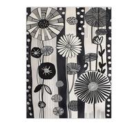 Artery8 Abstract Black White Wildflowers Stripes Artwork Living Room Extra Large XL Wall Art Poster Print