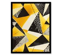 Artery8 Abstract Black Yellow Triangle Dots Pattern Living Room Artwork Framed Wall Art Print A4