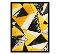 Artery8 Abstract Black Yellow Triangle Dots Pattern Living Room Artwork Framed Wall Art Print A4