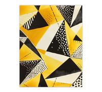 Artery8 Abstract Black Yellow Triangle Dots Pattern Wall Art Print | Size: W12" x H16" Artery8 Yellow W12" x H16"