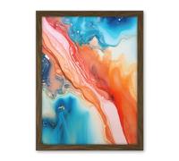 Artery8 Abstract Blue and Orange Fluid Flow Painting Water Meets Oil Artwork Framed Wall Art Print 18X24 Inch
