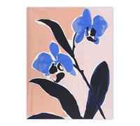 Artery8 Abstract Blue Orchid Flower Floral Oil Painting Living Room Extra Large XL Wall Art Poster Print
