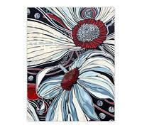 Artery8 Abstract Blue Red Flowers Artwork Floral Bloom Living Room Extra Large XL Wall Art Poster Print