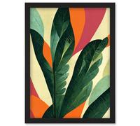 Artery8 Abstract Boho Colour Exotic Tropical Leaves Botanical Artwork Framed Wall Art Print A4 in Black Artery8 Black