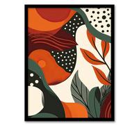 Artery8 Abstract Botanical Sunrise Design Orange Bold Living Room Artwork Framed Wall Art Print A4