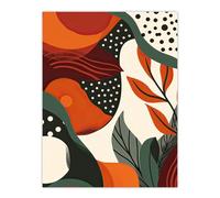 Artery8 Abstract Botanical Sunrise Design Orange Bold Living Room Large Wall Art Poster Print Thick Paper 18X24 Inch