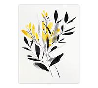 Artery8 Abstract Botanical Yellow Black Leaves Fronds Wall Art Print | Size: W24" x H32" Artery8 Yellow W24" x H32"