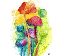 Artery8 Abstract Bright Watercolour Poppy Flowers Painting Unframed Wall Art Print Poster Home Decor Premium