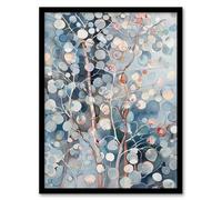 Abstract Bubble Forest Trees Watercolour Painting Framed Art Print Artery8 Blue A4