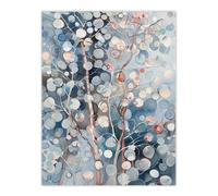 Abstract Bubble Forest Trees Watercolour Painting Wall Art Print Artery8 Blue W18 inch x H24 inch