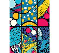 Artery8 Abstract Bubbles and Geometric Patterns Comic Book Style Red Blue Yellow White Pop Art Halftone Large Wall Art Poster Print Thick Paper 18X24 Inch