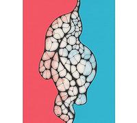 Artery8 Abstract Bubbles Rain Blue Coral Painting Art Print Canvas Premium Wall Decor Poster Mural