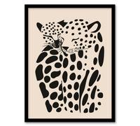 Artery8 Abstract Cheetah Couple Animal Minimalism Design Wall Art Print - A4 Size