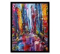 Artery8 Abstract Chicago Street Colourful Cityscape Framed Art Print | Size: A4 Artery8 Multicolor A4