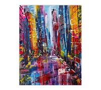Artery8 Abstract Chicago Street Colourful Cityscape Wall Art Print | Size: W18" x H24" Artery8 Multicolor W18" x H24"