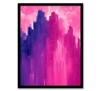 Artery8 Abstract City Skyscrapers Pink Purple Cityscape Framed Art Print | Size: W12" x H16" Artery8 Purple W12" x H16"