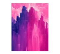 Artery8 Abstract City Skyscrapers Pink Purple Cityscape Wall Art Print | Size: W12" x H16" Artery8 Purple W12" x H16"