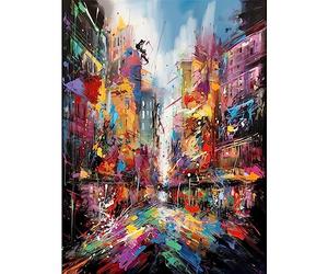 Artery8 Abstract City Street Modern Vibrant Cityscape Large Wall Art Poster Print Thick Paper 18X24 Inch