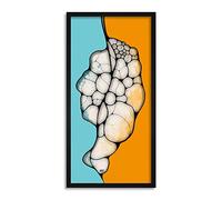 Artery8 Abstract Cocoon Blue Orange Painting Framed Wall Art Print Long 25X12 Inch