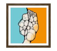 Artery8 Abstract Cocoon Blue Orange Painting Square Wooden Framed Wall Art Print Picture 16X16 Inch