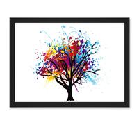 Artery8 Abstract Colourful Tree Splash Painting Illustration A4 Artwork Framed Wall Art Print in Black Artery8 Black