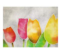 Artery8 Abstract Colourful Tulip Flowers Painting Large Wall Art Poster Print Thick Paper 18X24 Inch