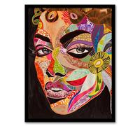 Artery8 Abstract Colourful Woman Portrait Mosaic Artwork Living Room Artwork Framed Wall Art Print A4