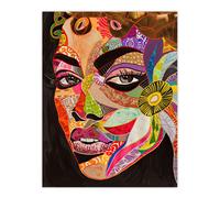 Artery8 Abstract Colourful Woman Portrait Mosaic Artwork Living Room Extra Large XL Wall Art Poster Print