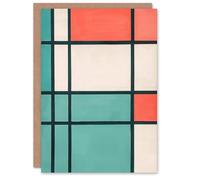 Artery8 Abstract Composition in Teal Coral Painting Lines Greeting Birthday Card Him Her All Blank
