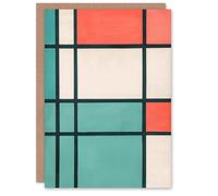 Artery8 Abstract Composition in Teal Coral Painting Lines Greeting Birthday Card Him Her All Blank