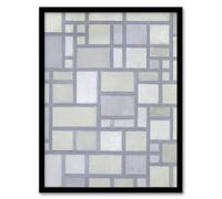 Artery8 Abstract Composition with Gray lines Framed Wall Art Print A4 Artwork By Mondrian : Linear Abstraction Piece Creating Order And Clarity For Stylish Contemporary Spaces