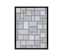 Artery8 Abstract Composition with Gray lines Mondrian Framed Canvas Wall Art in Grey | Size: W24" x H32" Artery8 Grey W24" x H32"