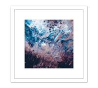 Artery8 Abstract Crystal Blue Orange Purple 8X8 Inch Square Wooden Framed Wall Art Print Picture with Mount in White Artery8 White
