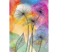 Artery8 Abstract Dandelion Flowers Colourful Painting Art Print Canvas Premium Wall Decor Poster Mural