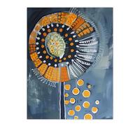 Artery8 Abstract Dandelion Orange Blue Floral Folk Art Living Room Large Wall Art Poster Print Thick Paper 18X24 Inch