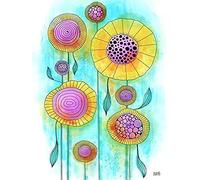 Artery8 Abstract Design Sunflower Flower Painting Art Print Canvas Premium Wall Decor Poster Mural