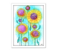 Artery8 Abstract Design Sunflower Flower Painting Artwork Framed Wall Art Print 18X24 Inch