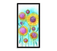 Artery8 Abstract Design Sunflower Flower Painting Framed Wall Art Print Long 25X12 Inch