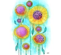 Artery8 Abstract Design Sunflower Flower Painting Large Wall Art Poster Print Thick Paper 18X24 Inch